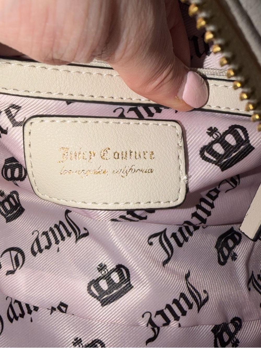 Juicy Couture Black Velvet Dome Satchel with Cream Trim - Picture 9 of 11